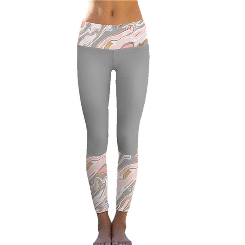 Dame sportleggings med moderne marmor mønster og elastisk talje Stilla