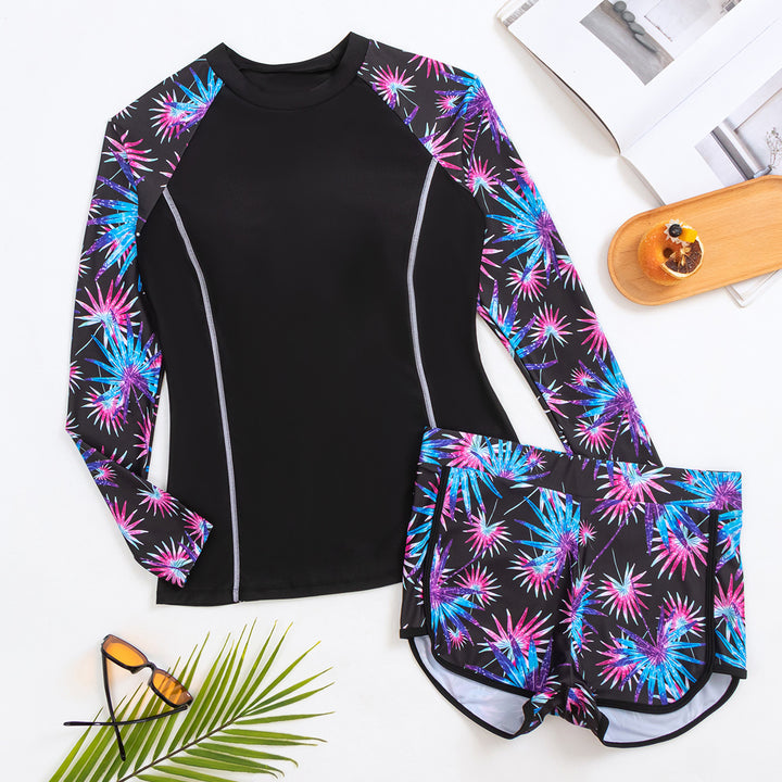 Dame Langærmet Rashguard med moderigtigt Floral-design Skovae