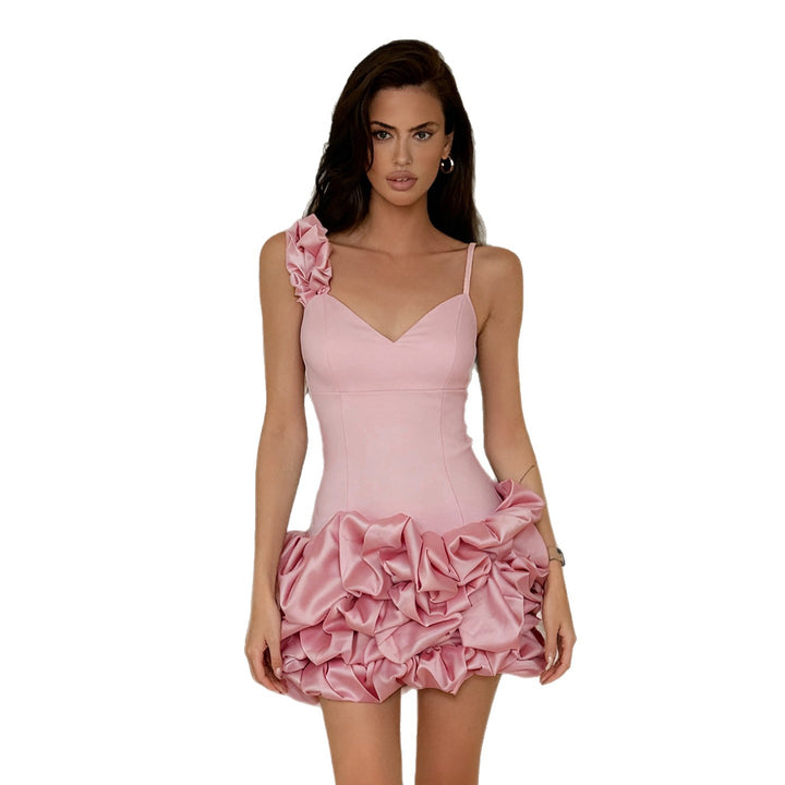 Damen aufregendes Minikleid mit voluminösen Rüschendetails und schulterfreiem Design Skovae