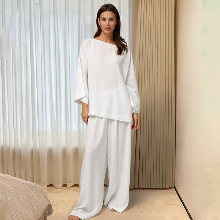 Dame komfortabel topmoderne loungebukser med bred pasform og elegante ærmer Stilla