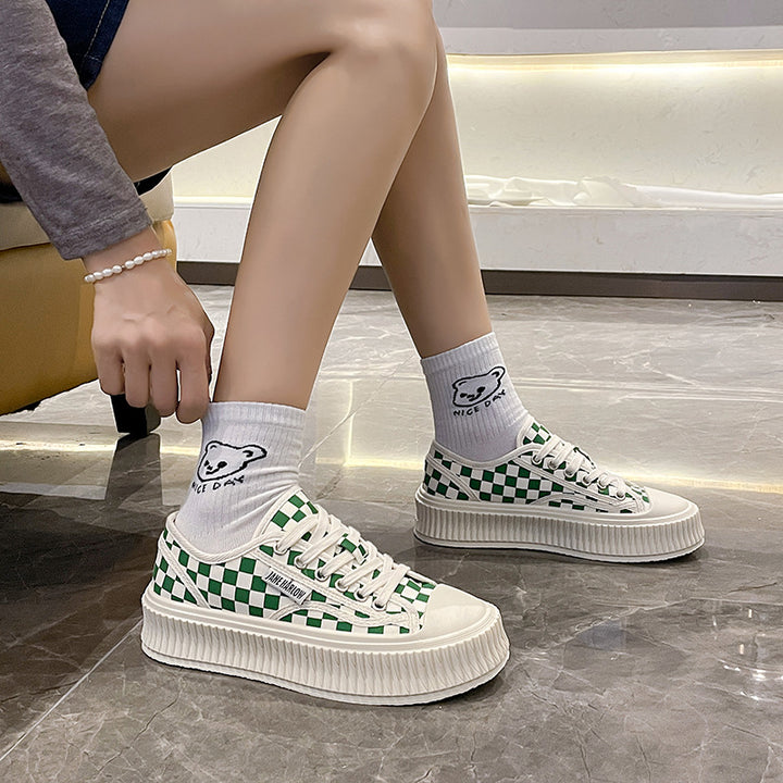 Dame Chunky Plateau Sneakers med ternet mønster og polstret sål Stilla