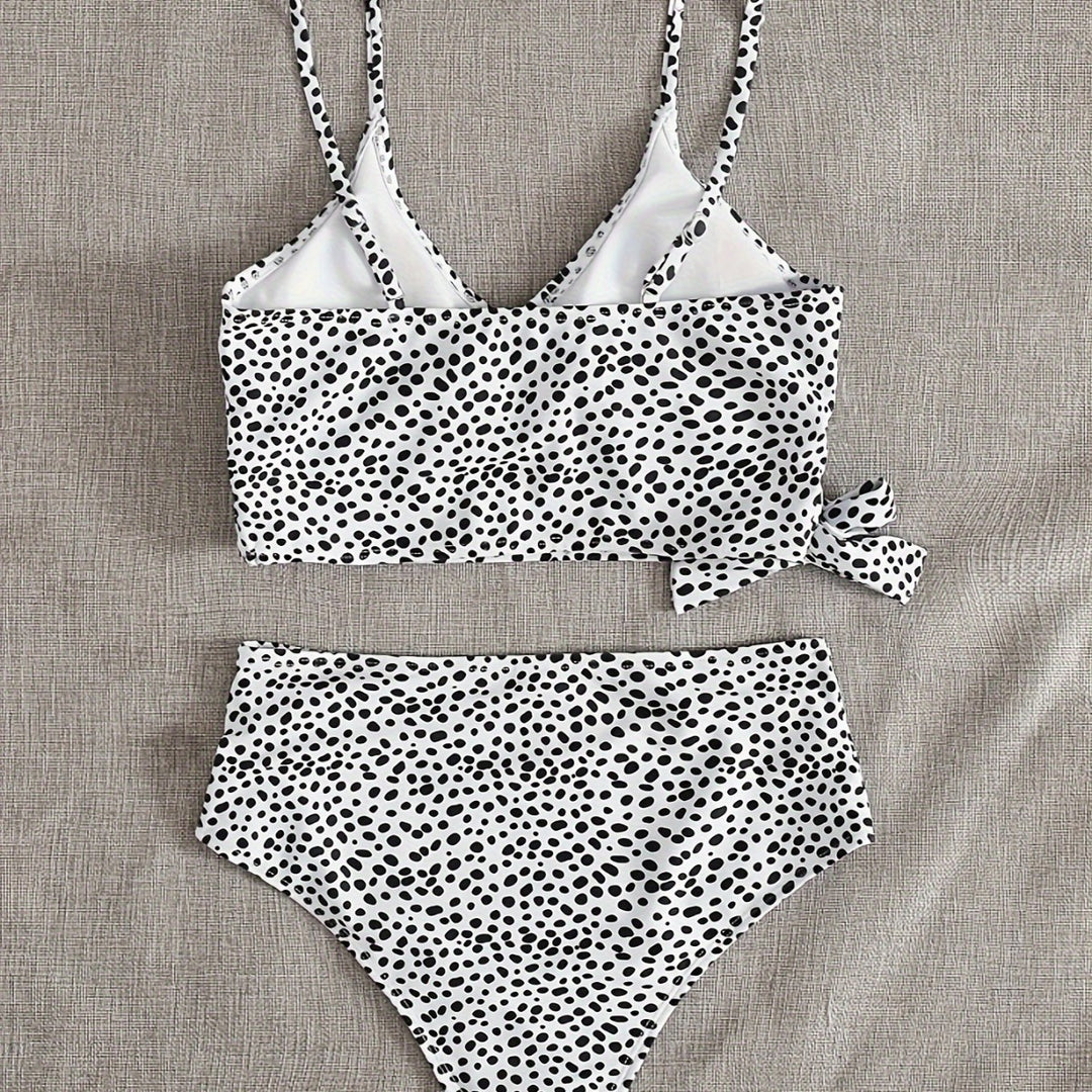 Dame bikini-top med vav-design og højt skåret boksershorts Stilla
