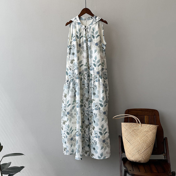 Dame maxiklæd med blomstermønster og løs pasform Stilla
