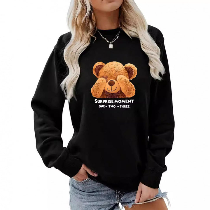 Kvindernes fritids sweater med sødt bjørne design Skovae