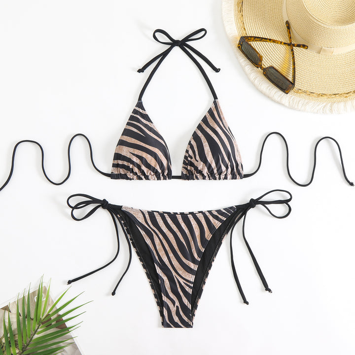 Dame Triangel-Bikini-Sæt med trendy dyreprint Skovae