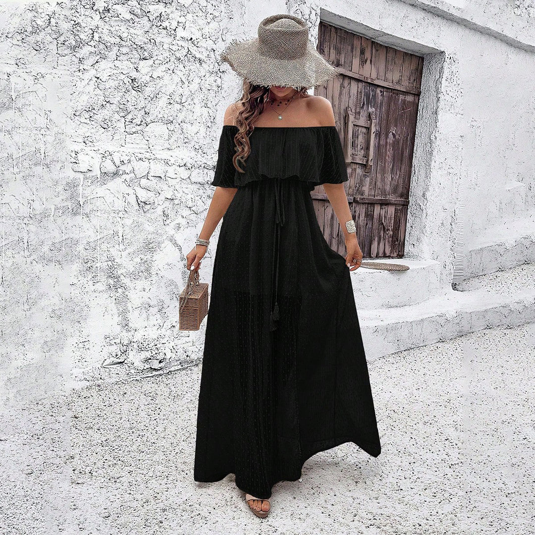Dame Maxi-kjole med Off-Shoulder og elastisk taljebelte Stilla