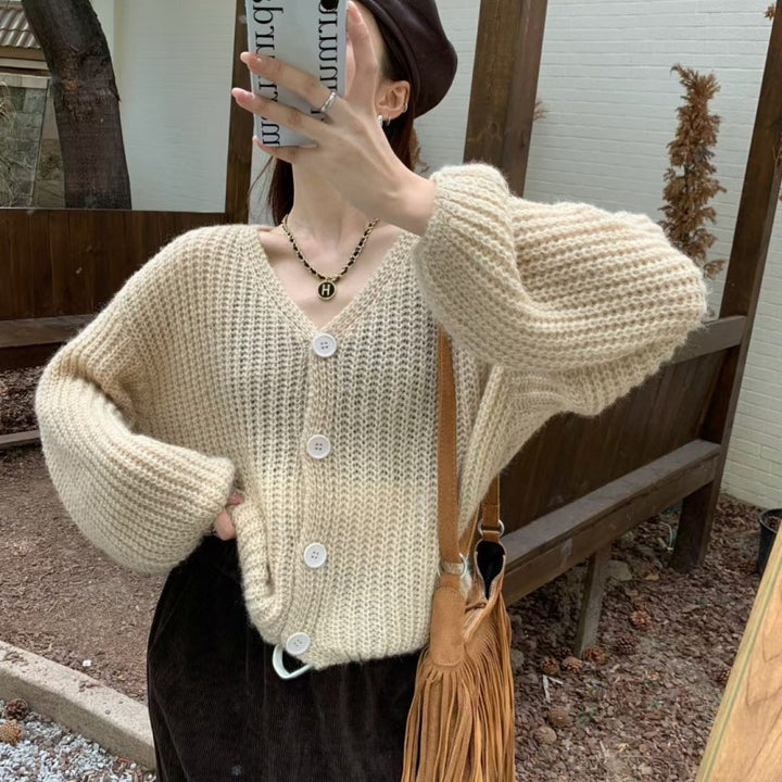 Dame cardigan med oversized ærmer og knapdetalje Stilla