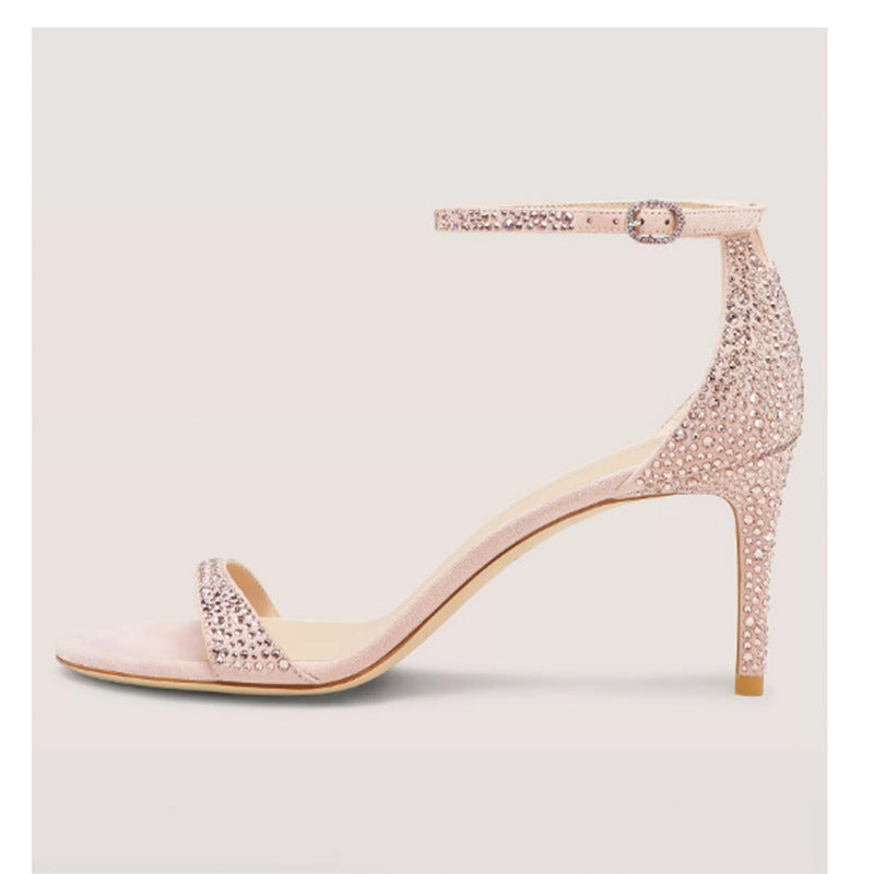 Dame-rhinestone-dekoreret stiletto-hæle med justerbar rem Stilla