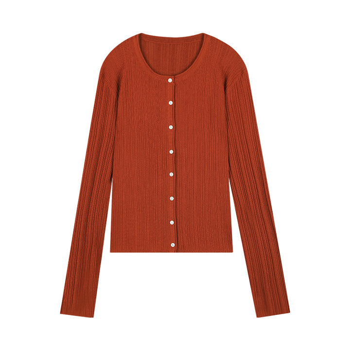 Dame fin strik cardigan med klassisk knaplukning og elegant ribstruktur Stilla