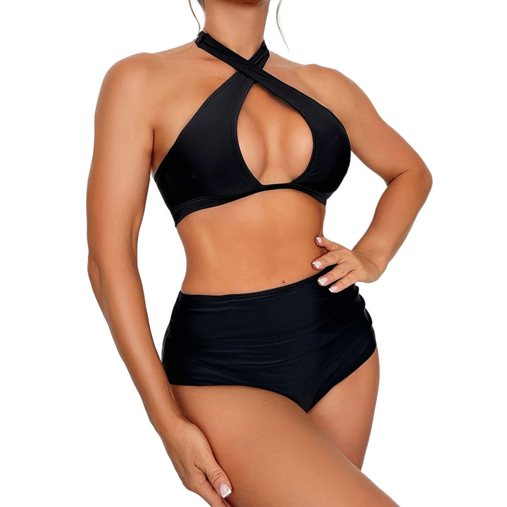 Damer Højskåret Bikini top med snit og Halterneck Skovae