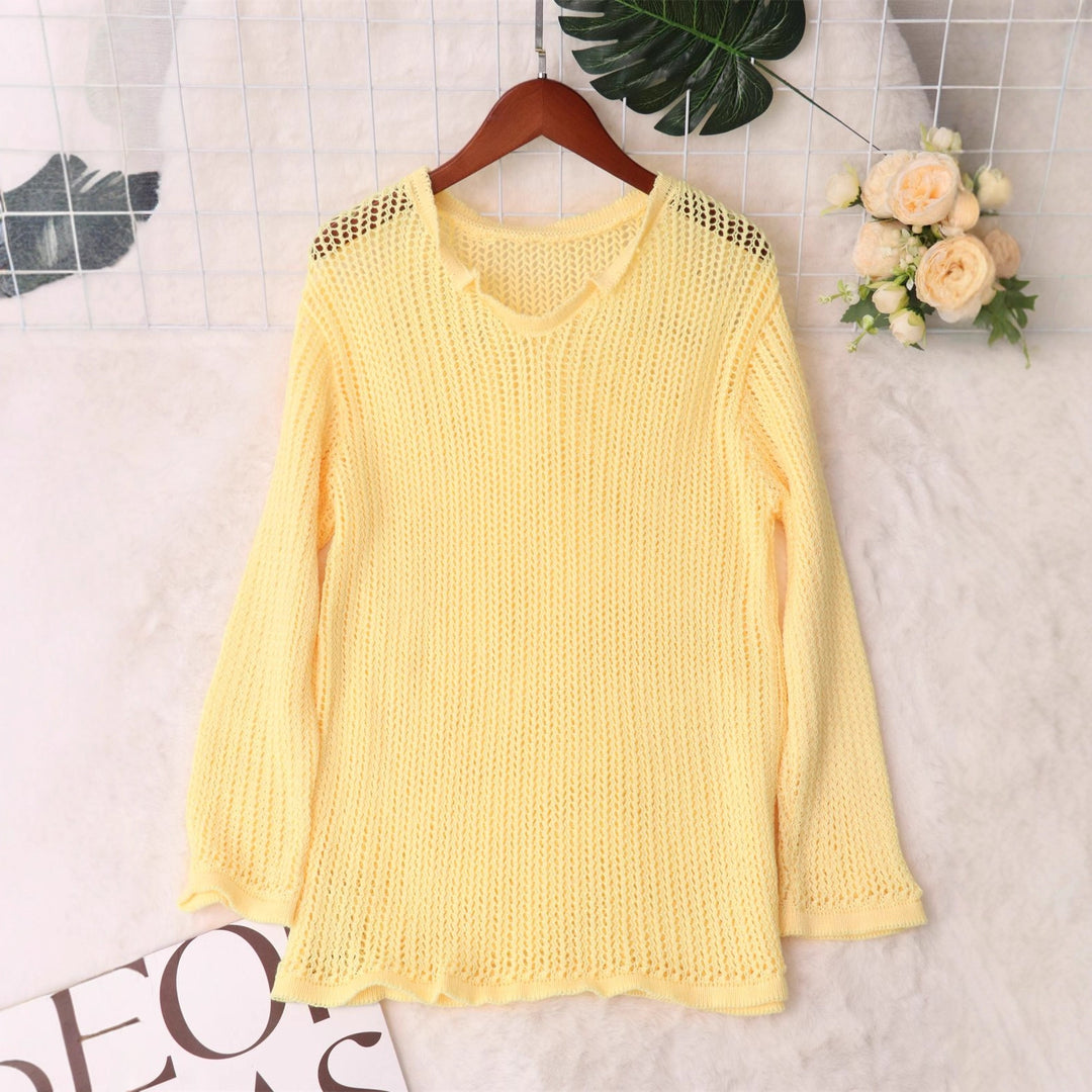 Kvindernes luftige strikkede sweater med moderne netdesign Stilla