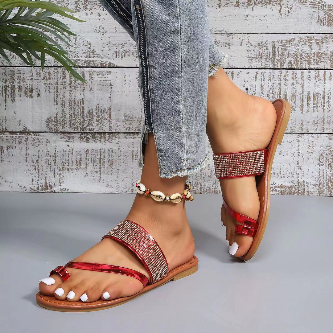 Dame elegante gladiatorsandaler med glitrende remme Stilla