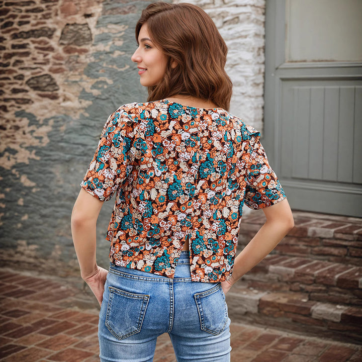 Dame Crop-Top med floralsk design og afslappet snit Stilla