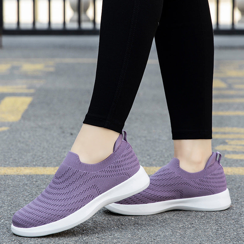 Dame nan Finstrik-Ballerina-Sneaker med elastisk indgang, polstret komfortfodbed og fleksibel let sål Skovae