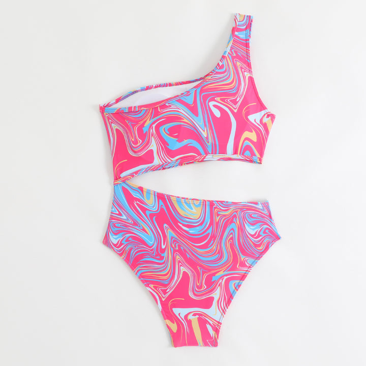 Dame asymmetrisk en-skulder-bikini-sæt Stilla