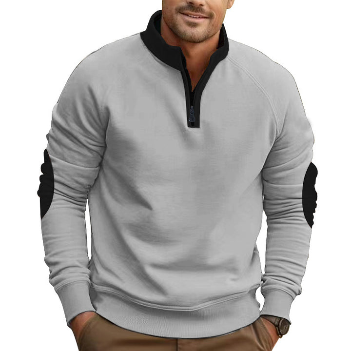 Herre sporty fleece-pullover med moderne ståkrave og unikke detaljer Stilla