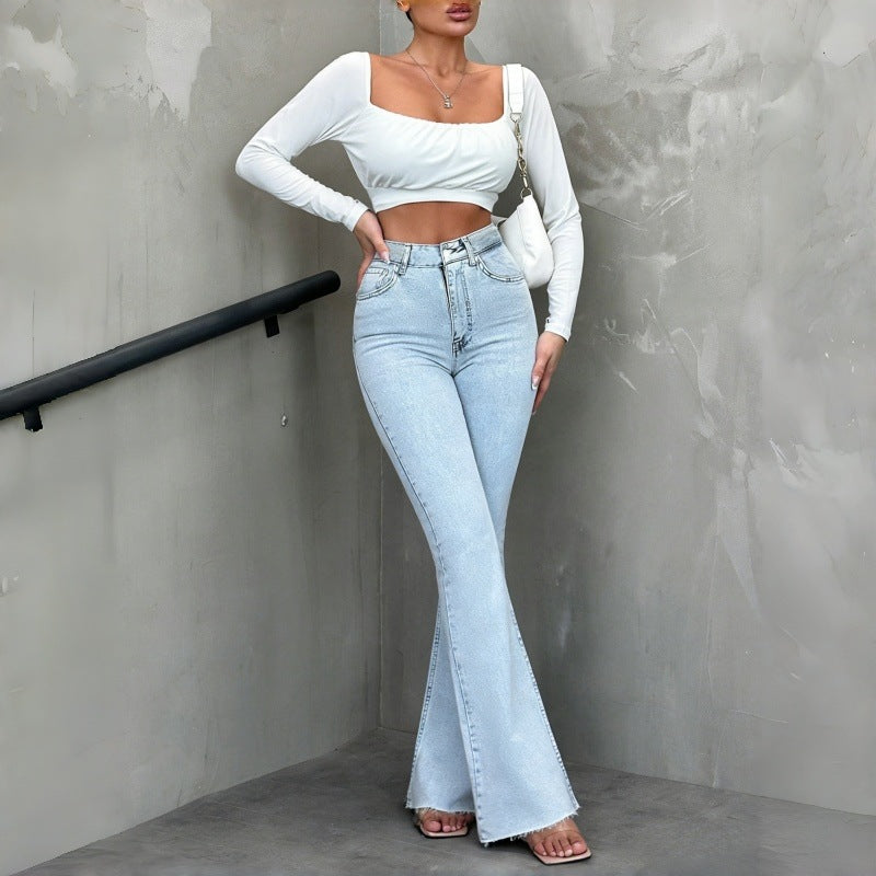 Dame Flared Jeans med høj talje og afslappet pasform Skovae