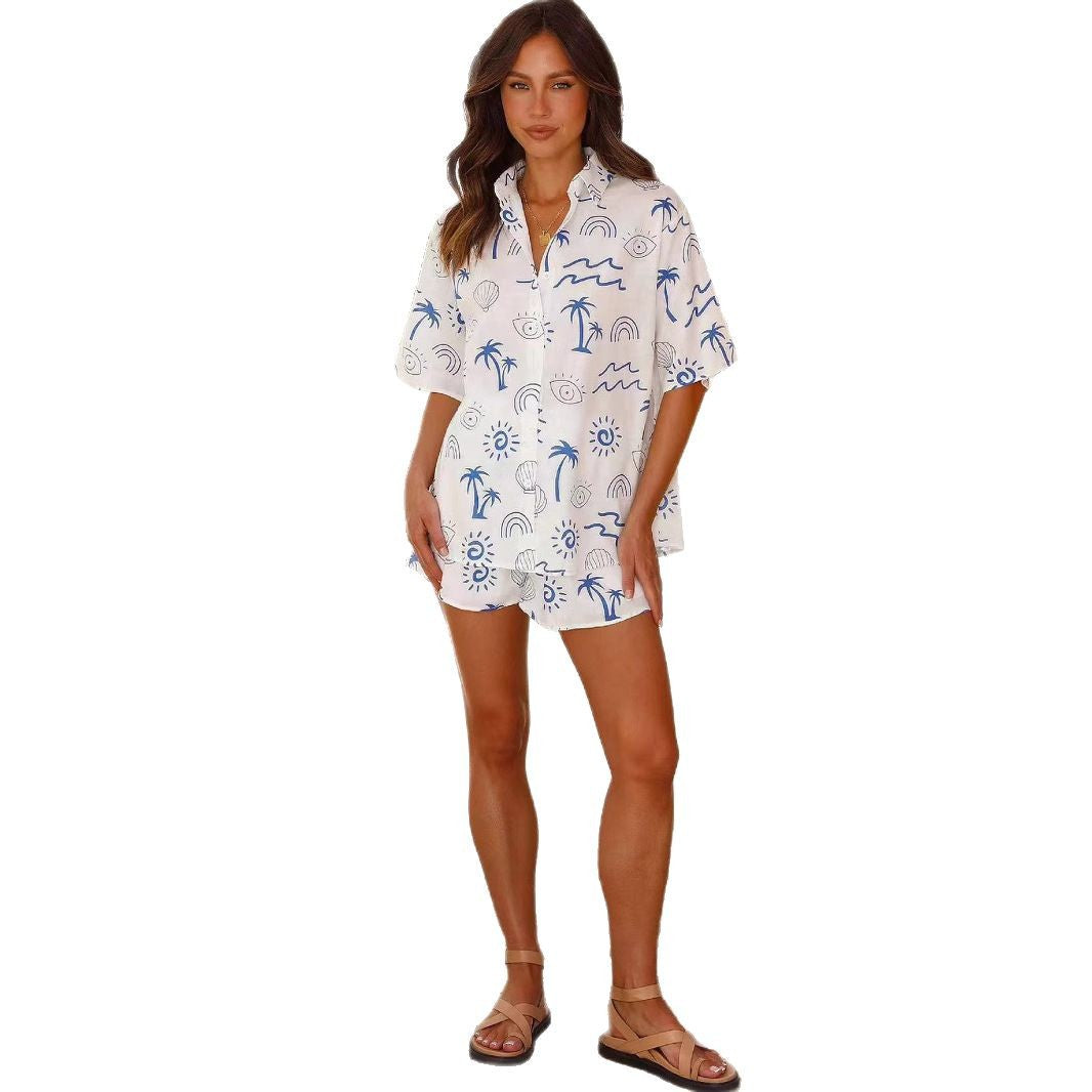 Dame fritidsbluse med maritimt mønster Stilla