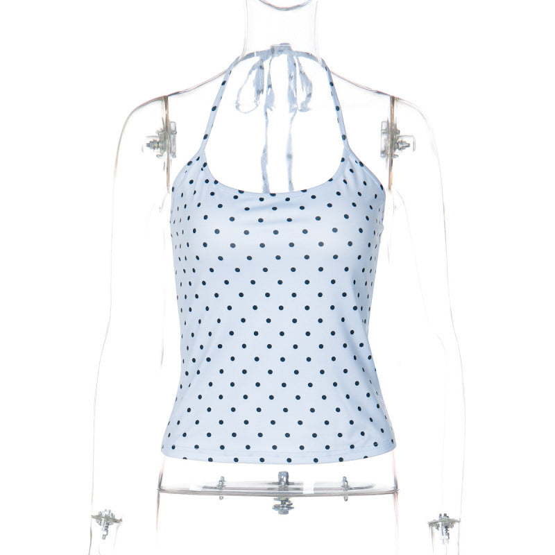 Damen Spaghettiträgertop mit verspieltem Punkte-Design und hochwertigem Stretchmaterial Skovae