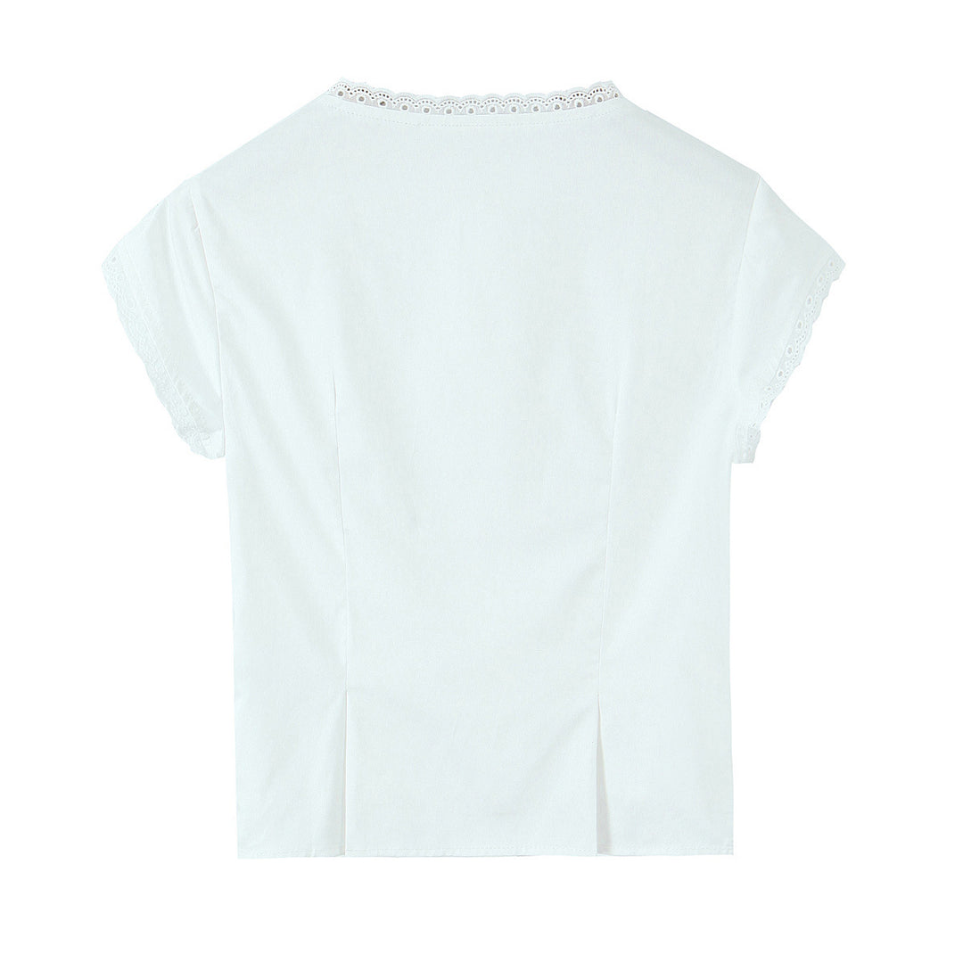 Damebluse med langærmet design og spidsudsmykninger Stilla