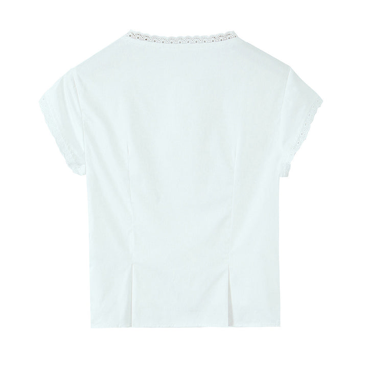 Damebluse med langærmet design og spidsudsmykninger Stilla