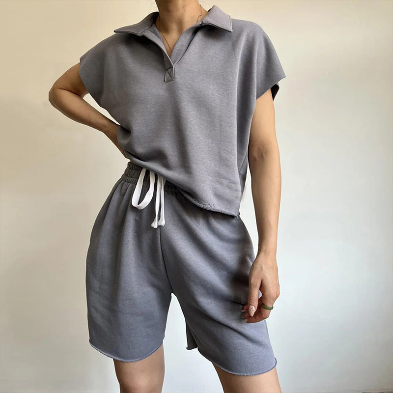 Kvinders afslappede polo shirt og shorts sæt Skovae