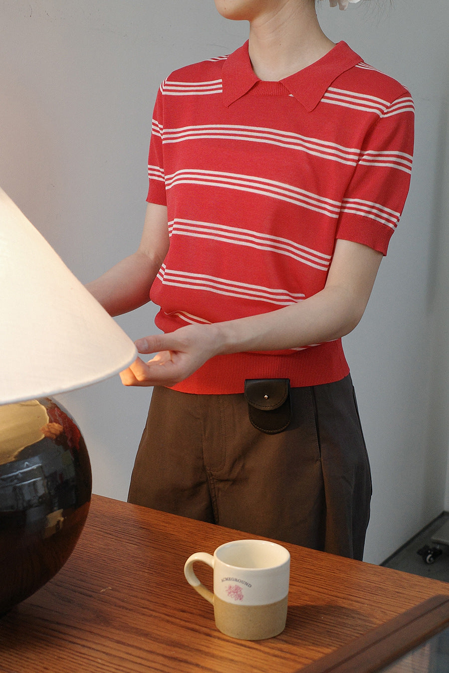 Dame Poloshirt med stribet design og klassisk krave Stilla
