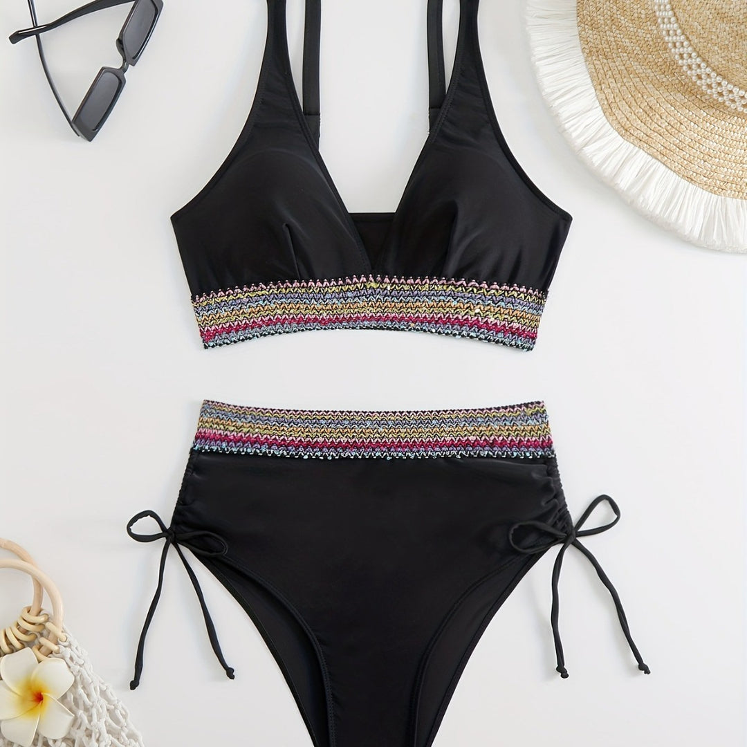 Dame bikini-sæt med justerbare stropper og elegant broderet bånd Stilla