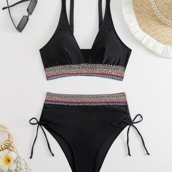 Dame bikini-sæt med justerbare stropper og elegant broderet bånd Stilla