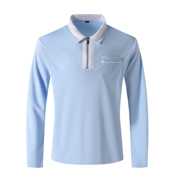 Herrer nan elegant Langærmet poloshirt med markeret ståkrave metal kort lynlås og brystlomme Skovae