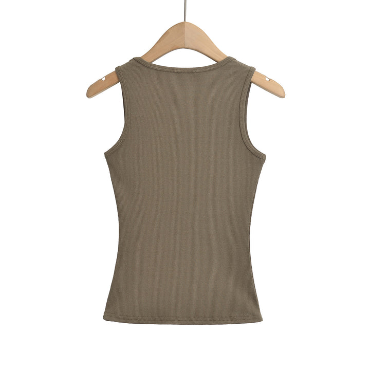 Dame uden ærmer Basic tanktop i høj kvalitet bomuldsblanding med tætsiddende snit og elastisk pasform Stilla