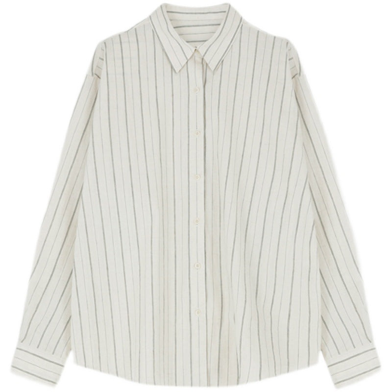 Dame Oversize Skjortebluse med fine striber Stilla