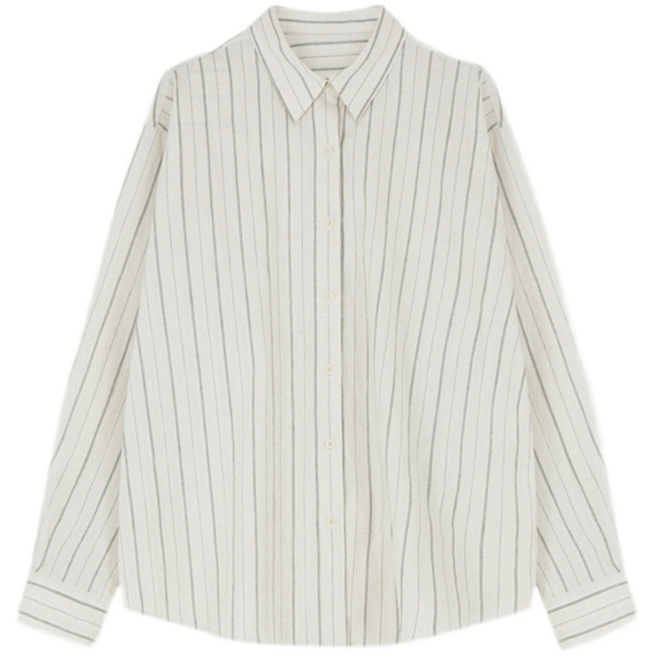 Dame Oversize Skjortebluse med fine striber Stilla