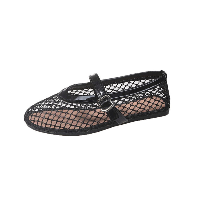 Dame Ballerinas i netstof med rem Stilla