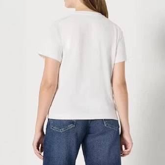 Dame afslappet kortærmet T-shirt i høj kvalitets bomuld med rund halsudskæring Skovae
