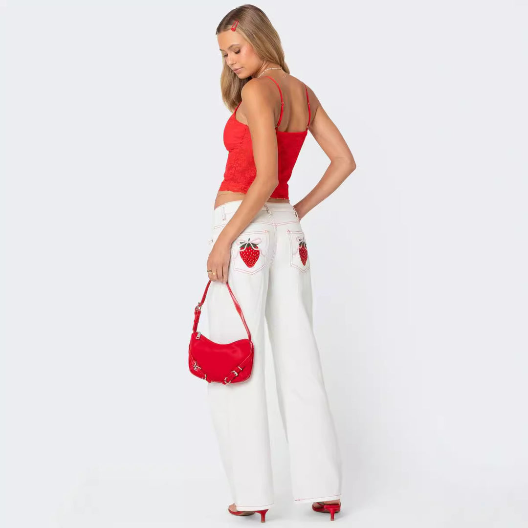 Dame spidsen crop-top med sløjfedetalje og justerbare stropper Skovae