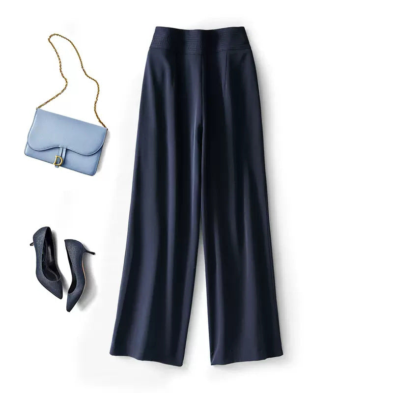 Dame bred High-Waist-bukser i flydende materiale med smart snit Stilla