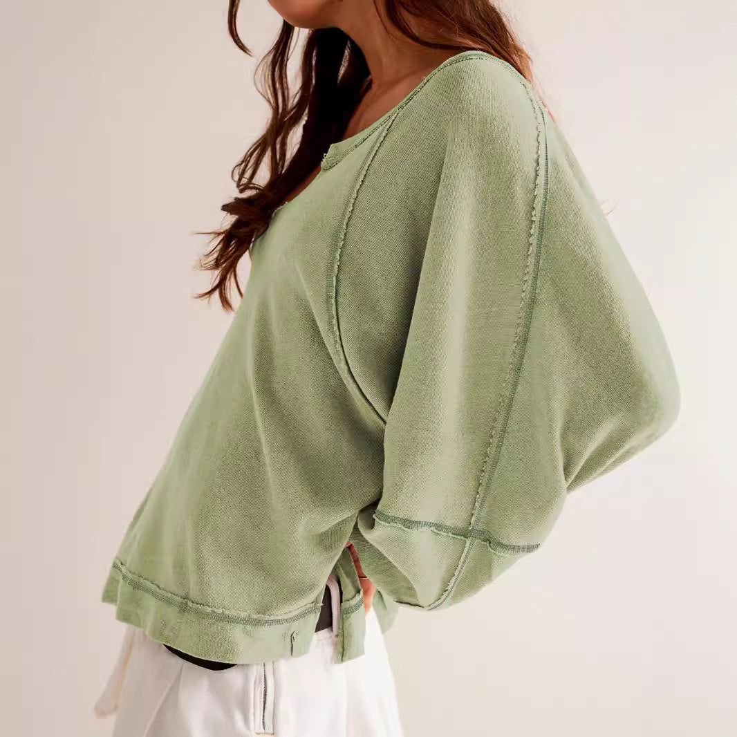 Damer afslappet oversized sweatshirt med dyb V-udskæring og moderne design Stilla