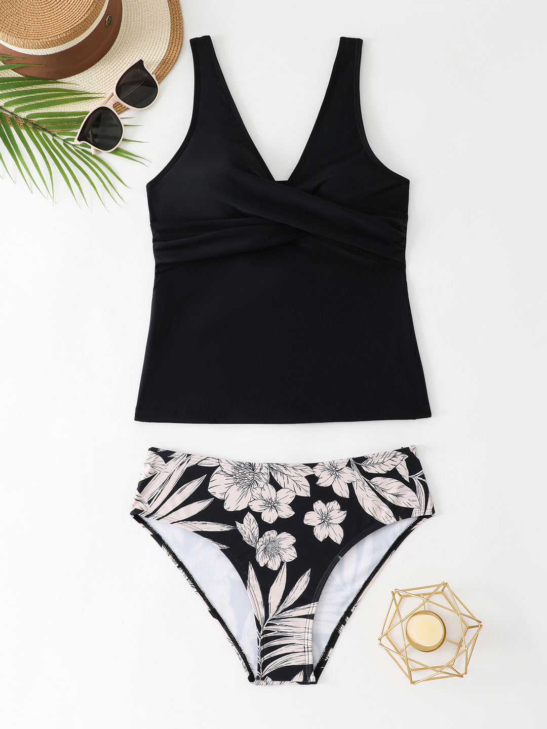 Dame moderigtig tankini med blomstret underdel Skovae