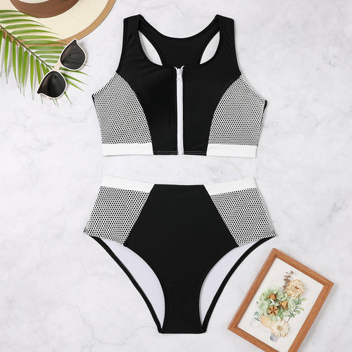Dame Sport-Bikini-Sæt med åndbart mesh og moderne lynlås Stilla