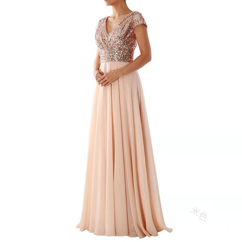 Stilla | Glitrende Pailletter Elegant Chiffon Aftenkjole