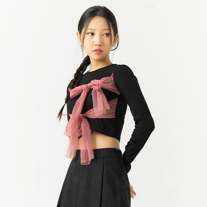 Femme Langærmet Nyhed Slips-Front Top Stilla