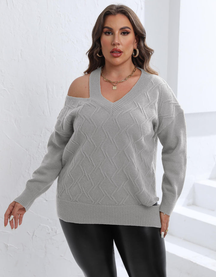 Damer afslappet sweater med elegant V-hals og struktureret design Stilla