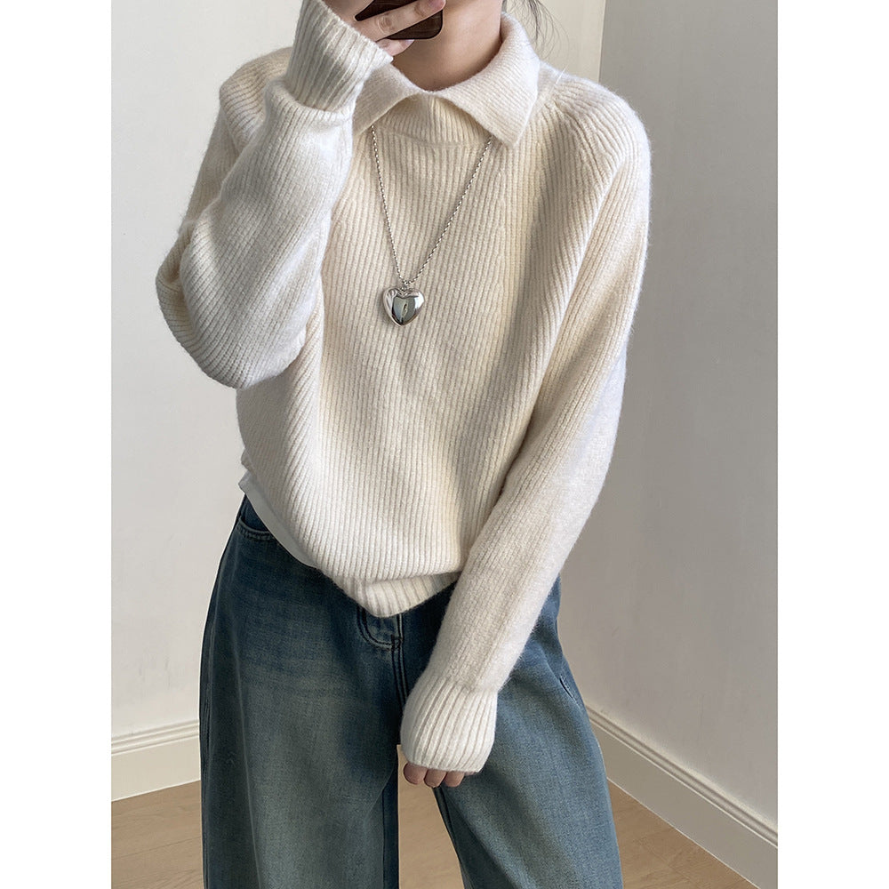 Dame sweater med polokrave og afslappet snit i blødt materiale Stilla