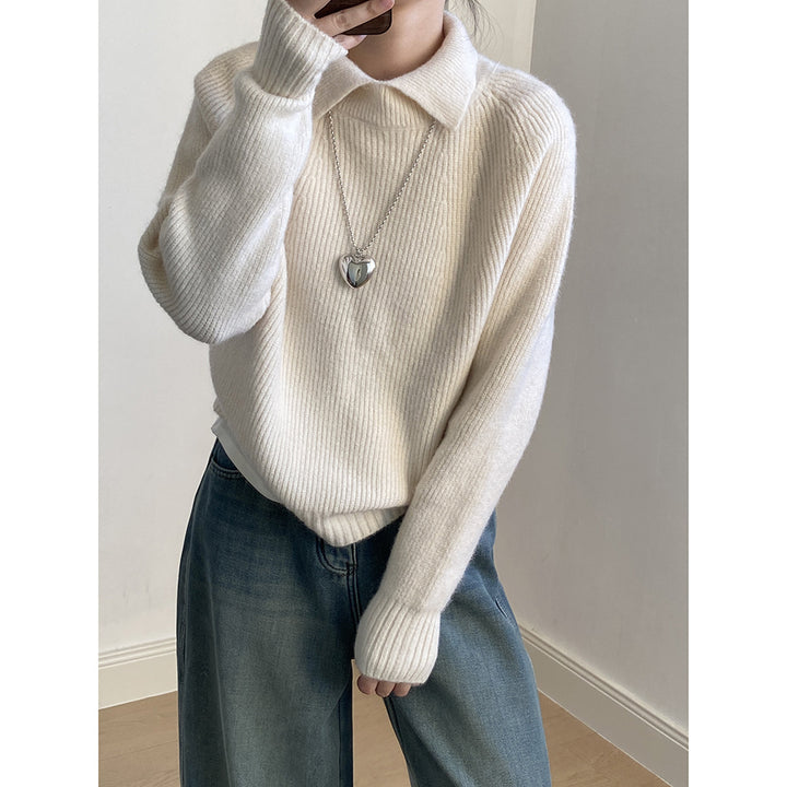 Dame sweater med polokrave og afslappet snit i blødt materiale Stilla