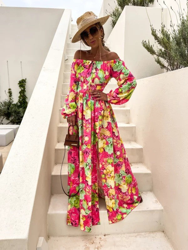 Dame Off-Shoulder Blomster Maxikjole Stilla