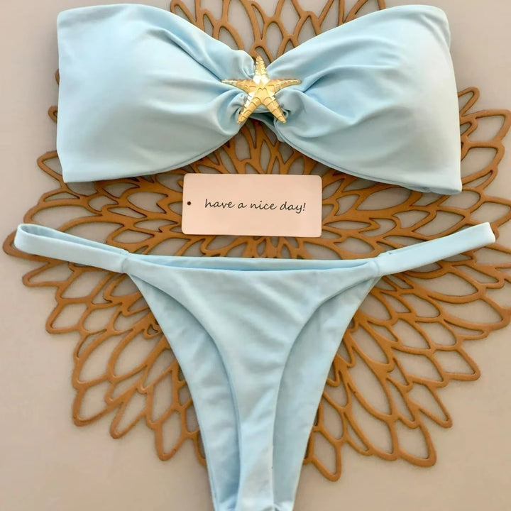 Dame Bikiniset med elegant sløjfedesign og pyntet brystområde Stilla