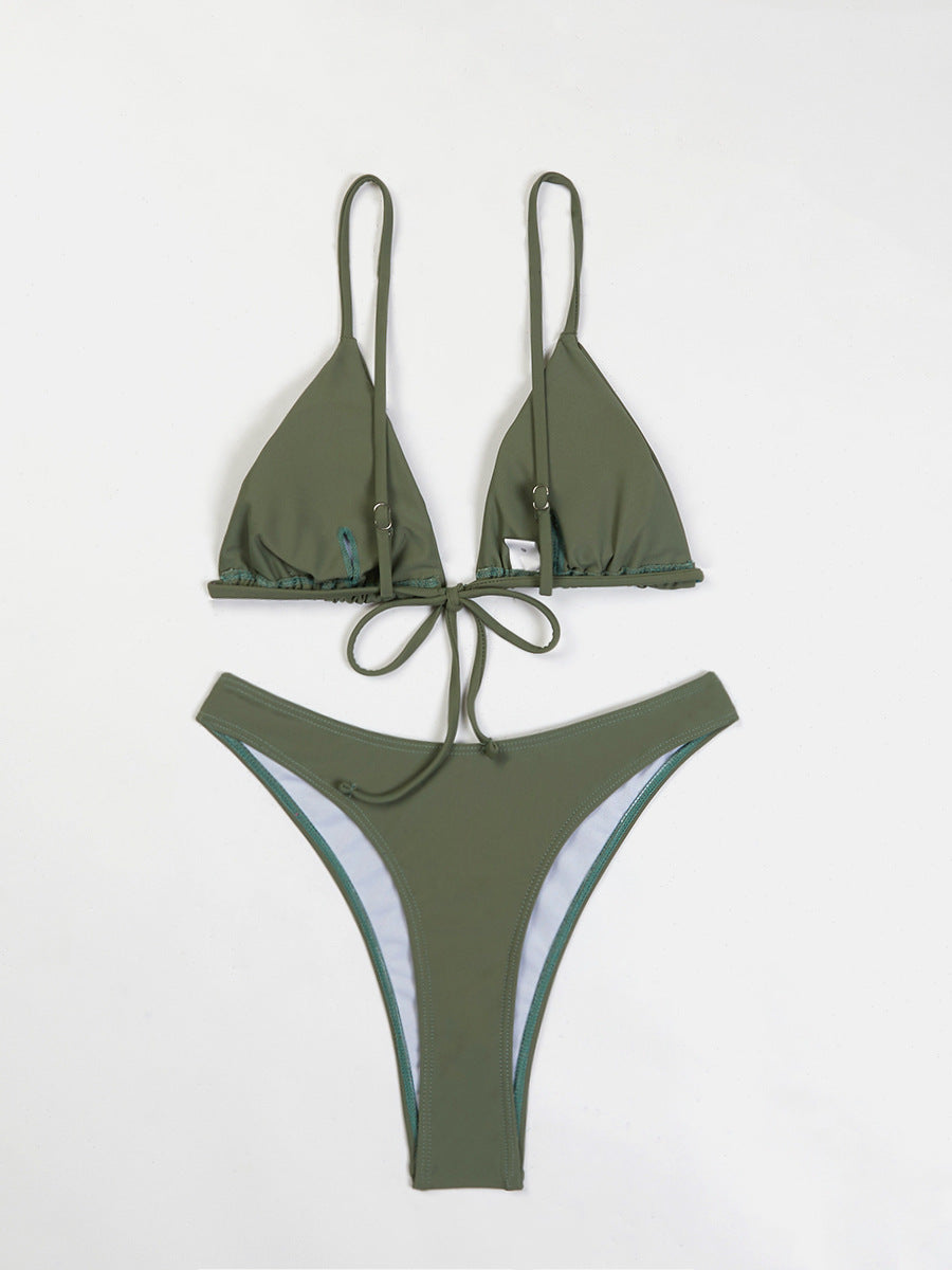 Dame Triangel-Bikini-Sæt med justerbare stropper og høj benudskæring Stilla