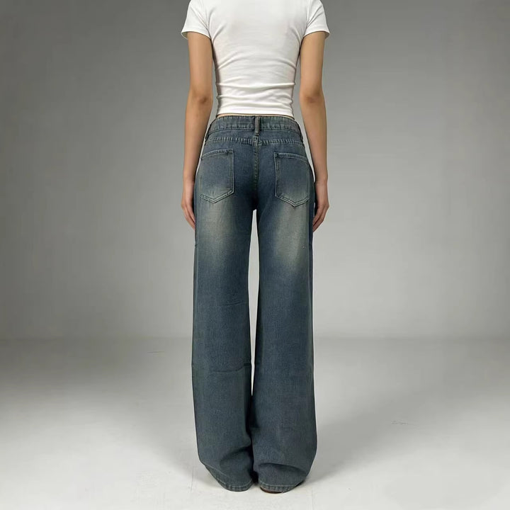 Dame brede High-Waist jeans med afslappet pasform og individuelle vaskninger Skovae