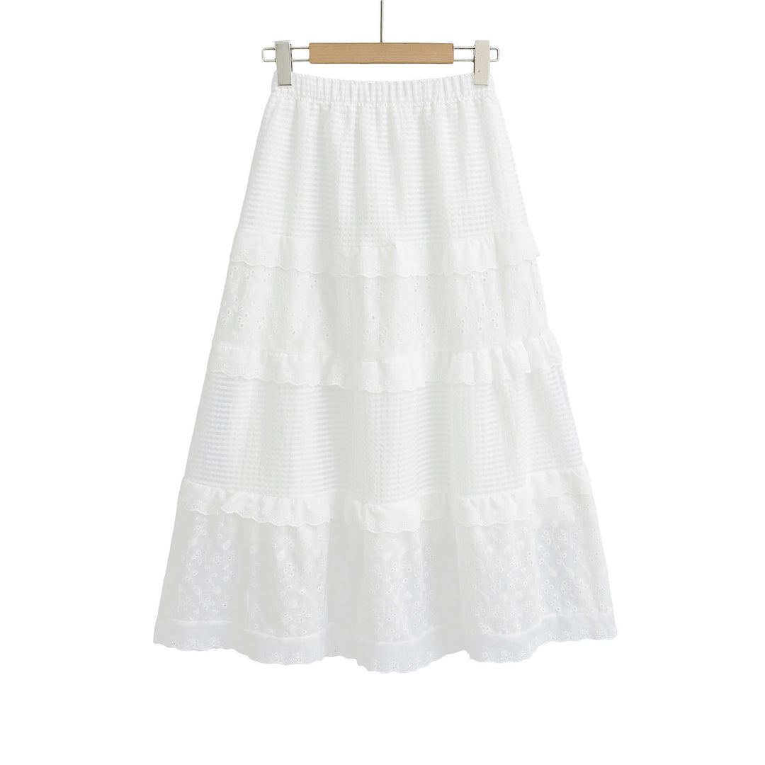 Dame nederdel med lagdelt design og flæse detaljer Stilla